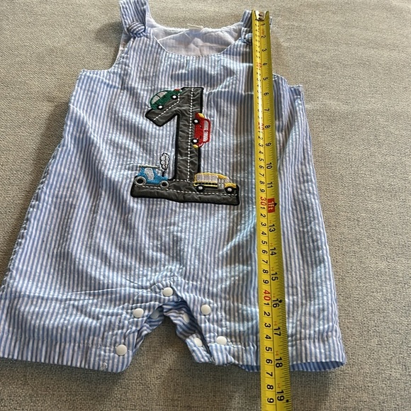 Seersucker Summer Toddler Romper - Picture 8 of 10